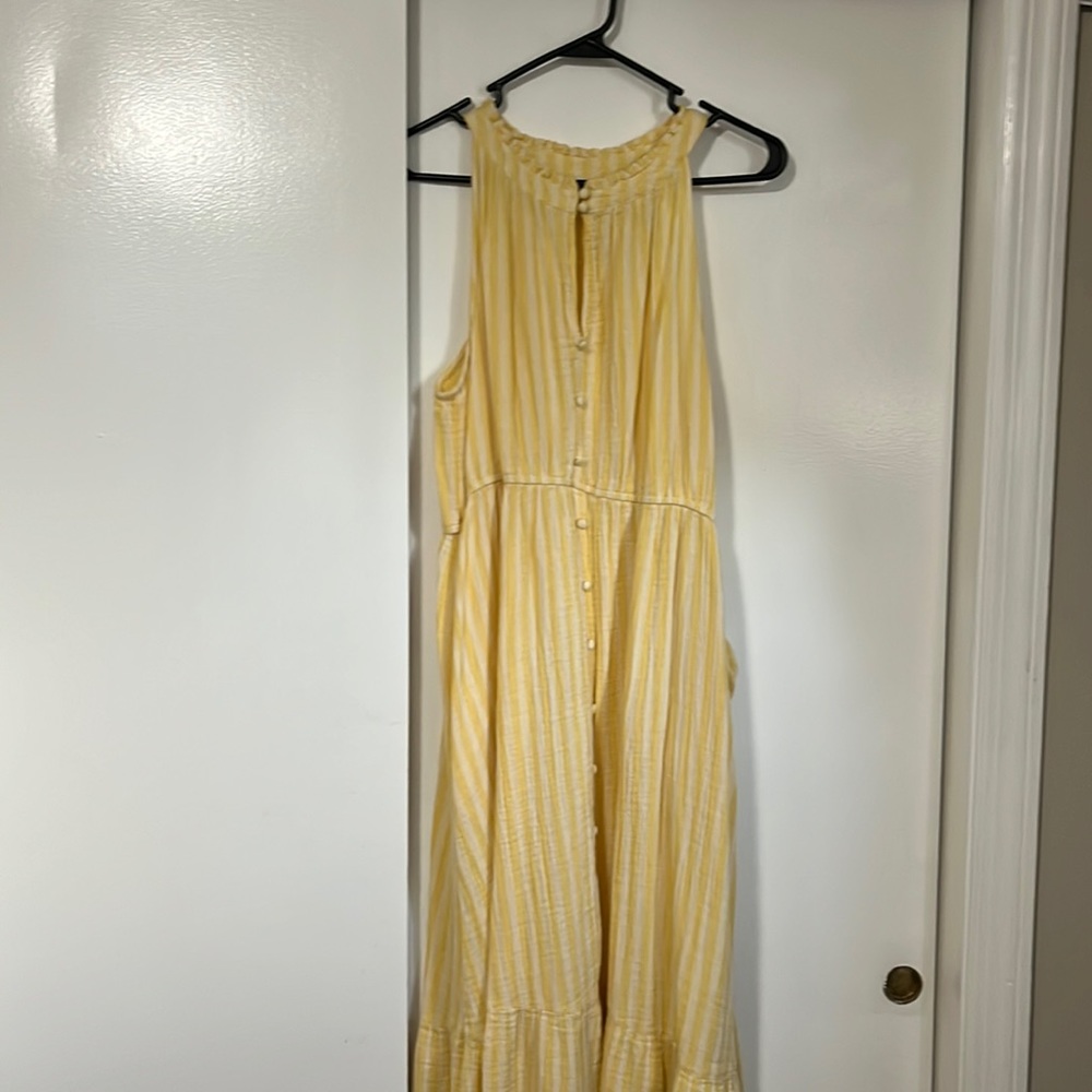 Yellow/ white floor length summer sundress